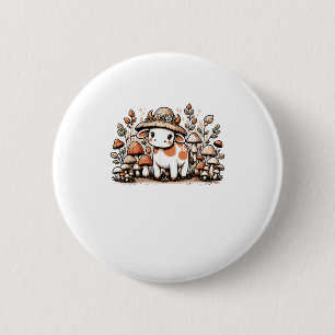 Chapa Redonda De 5 Cm Cow Cottagecore Mushroom