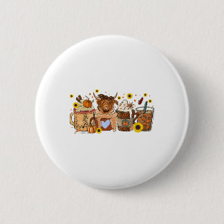 Chapa Redonda De 5 Cm Cow Cow Sunflower Fall Vibes Coffee Lover 1
