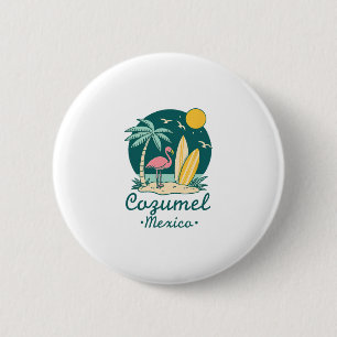 Chapa Redonda De 5 Cm Cozumel México Recuerdo de Vacaciones Viaje Hombre