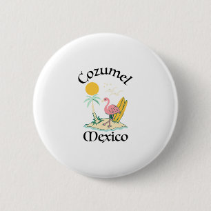 Chapa Redonda De 5 Cm Cozumel México Recuerdo de Vacaciones Viaje Hombre