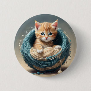 Chapa Redonda De 5 Cm "Cozy Cuddle: El triste retiro del gatito"