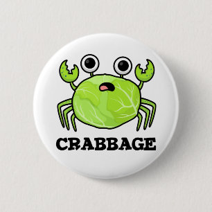Chapa Redonda De 5 Cm Crabbage Funny Cabbage Crab Pun