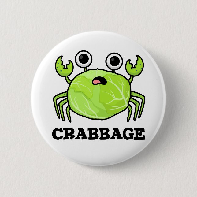Chapa Redonda De 5 Cm Crabbage Funny Cabbage Crab Pun (Anverso)