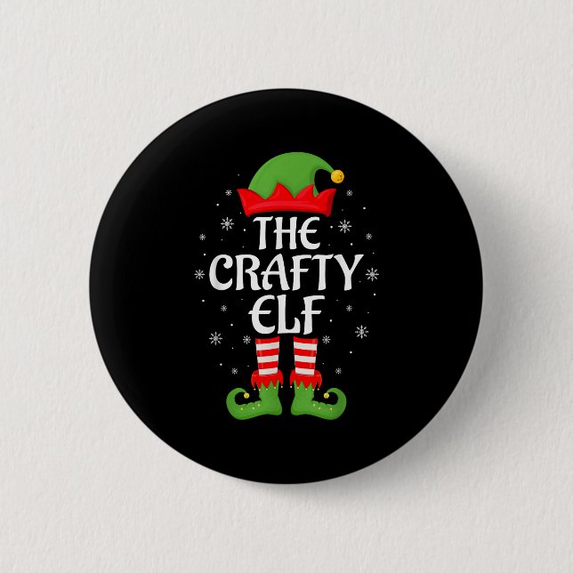 Chapa Redonda De 5 Cm Crafty Elf Xmas Familia Coincidiendo Con Elf Squad (Anverso)