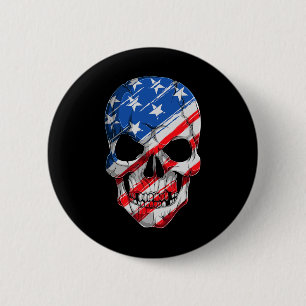 Chapa Redonda De 5 Cm Cráneo 4 de julio Bandera Americana - Día de la In