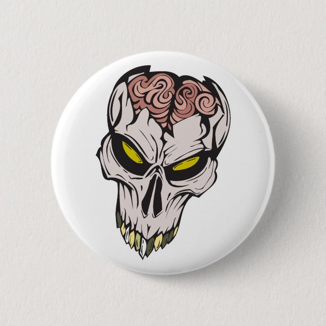 Chapa Redonda De 5 Cm cráneo cerebral rota (Anverso)