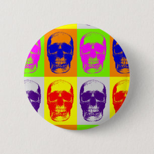 Chapa Redonda De 5 Cm Cráneo de arte pop