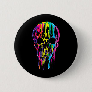 Chapa Redonda De 5 Cm Cráneo de Halloween derretido colorido niños arcoí