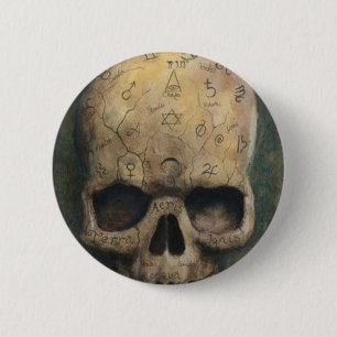 Chapa Redonda De 5 Cm Cráneo de una bruja