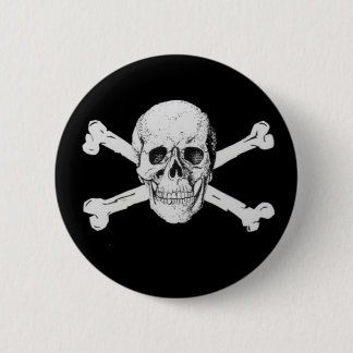 Chapa Redonda De 5 Cm Cráneo pirata negro y encrucijados