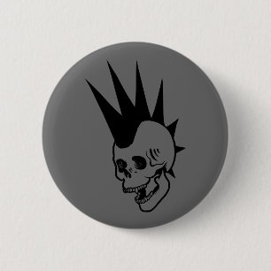 Chapa Redonda De 5 Cm Cráneo Punk personalizable
