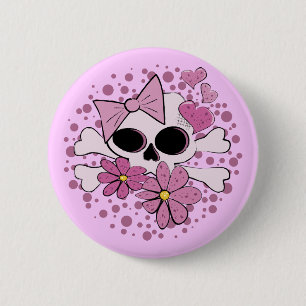 Chapa Redonda De 5 Cm Cráneo punky femenino