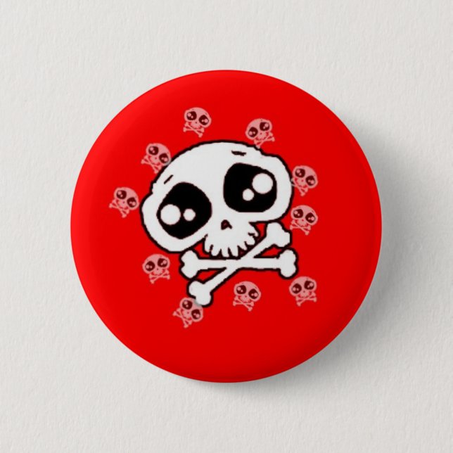 Chapa Redonda De 5 Cm Cráneo rojo (Anverso)