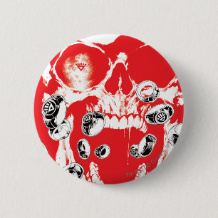 Chapa Redonda De 5 Cm Cráneo y anillos - rojo
