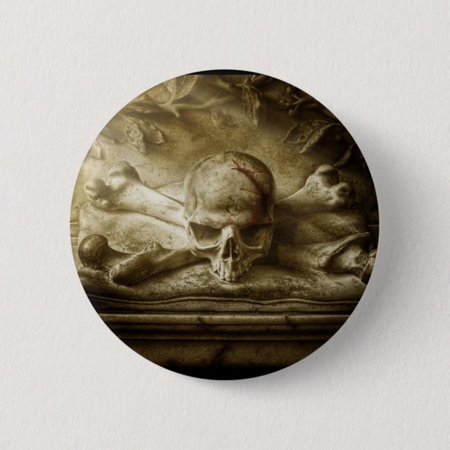 Chapa Redonda De 5 Cm cráneo y huesos (Anverso)