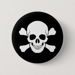 CHAPA REDONDA DE 5 CM CRÁNEO Y PIN DE LA BANDERA PIRATA