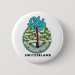 Chapa Redonda De 5 Cm Crans-Montana Suiza esquí
