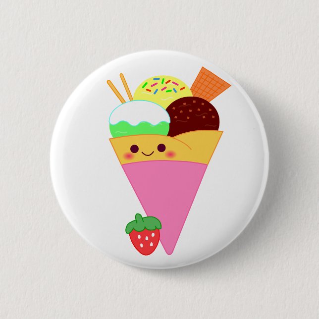 Chapa Redonda De 5 Cm crape lindo del kawaii (Anverso)
