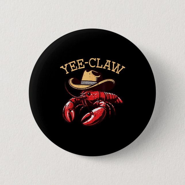 Chapa Redonda De 5 Cm Crawfish Cowboy Yee Claw Crayfish Lobster Men Boys (Anverso)