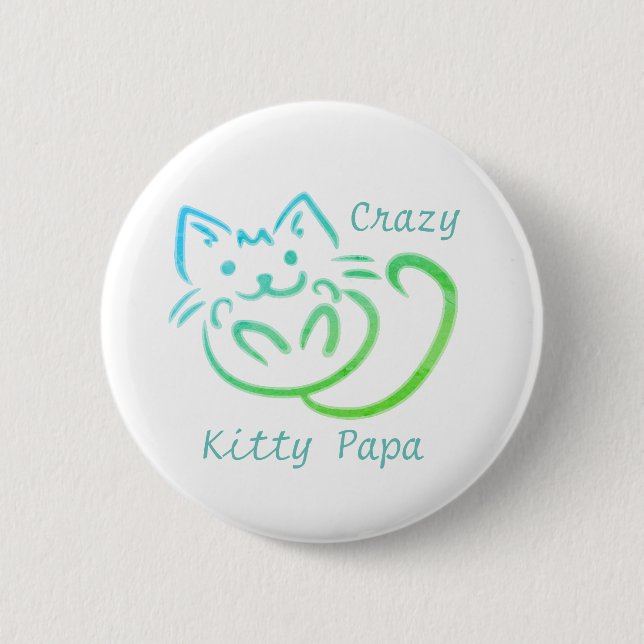 Chapa Redonda De 5 Cm Crazy Kitty Papa Cute Kitty Resumen (Anverso)
