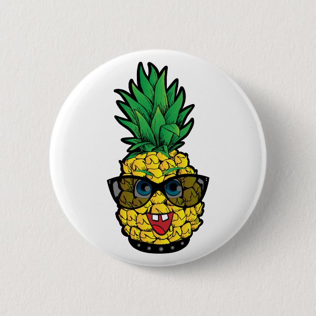 Chapa Redonda De 5 Cm Crazy Pineapple (Anverso)