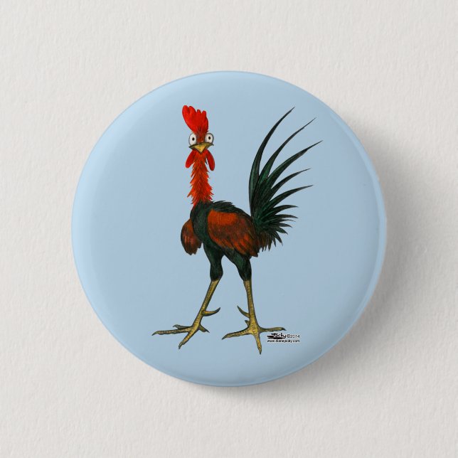 Chapa Redonda De 5 Cm Crazy Rooster (Anverso)