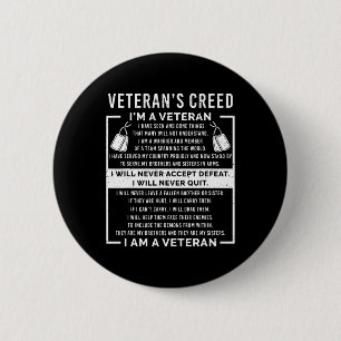 Chapa Redonda De 5 Cm Credo del veterano Patriota Guerra Estados Unidos