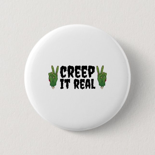 Chapa Redonda De 5 Cm Creep It Real Zombie Halloween Zombie (Anverso)
