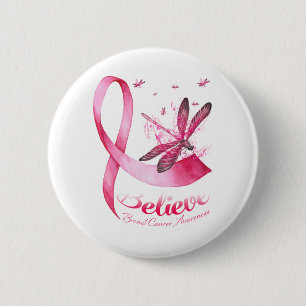 Chapa Redonda De 5 Cm Creer Cáncer de Mama de Cinta Rosa de Bebla Dragon
