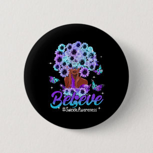 Chapa Redonda De 5 Cm Creer Mujeres Negras Sunflower Suicidio Awarene