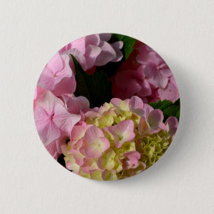 Chapa Redonda De 5 Cm Crema rosa Hydrangeas amarillo rosa verde floral