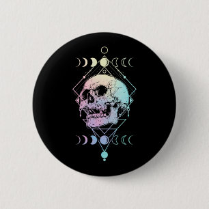 Chapa Redonda De 5 Cm Crescent Moon Skull Occult Witchcraft Pastel Gótic