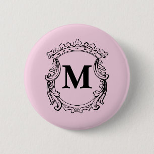 Chapa Redonda De 5 Cm Crest de monograma personalizado rosa claro