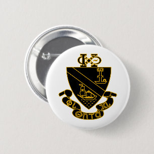 Chapa Redonda De 5 Cm Crest de Phi Chi Theta   Oro y Negro