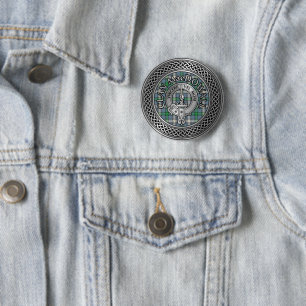 Chapa Redonda De 5 Cm Crest y Nudo de Tartán del Clan MacDowall