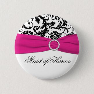 Chapa Redonda De 5 Cm Criada negra, blanca, y fucsia del Pin del honor