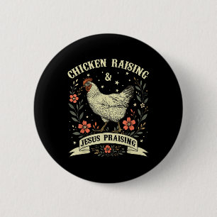 Chapa Redonda De 5 Cm Crianza de pollos y calambres; Jesús alabando al C