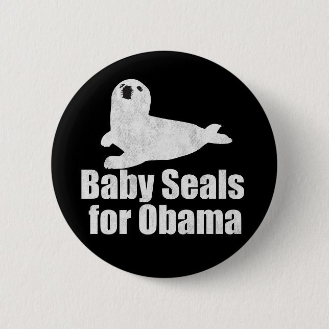 Chapa Redonda De 5 Cm Crías de foca para Obama (Anverso)