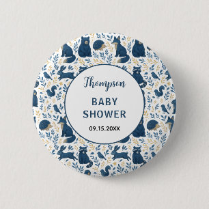 Chapa Redonda De 5 Cm Criaturas adorables del bosque Baby Shower rústi