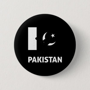 Chapa Redonda De 5 Cm Cricket de Pakistán Bandera de Pakistán Cricket Pa