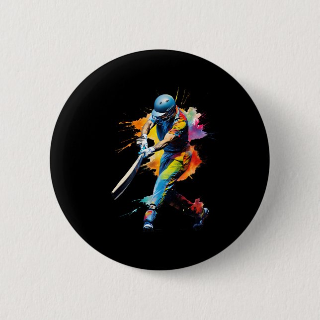 Chapa Redonda De 5 Cm Cricket Player Game  (Anverso)