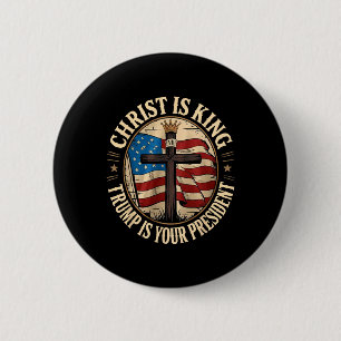 Chapa Redonda De 5 Cm Cristo Es Rey Y Trump Es Presidente
