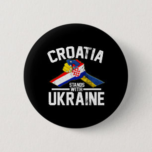 Chapa Redonda De 5 Cm Croacia está con Ucrania Camisetas de la bandera u