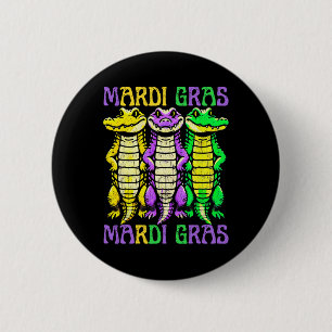 Chapa Redonda De 5 Cm Crocodiles Louisiana Mardi Gras Carnaval