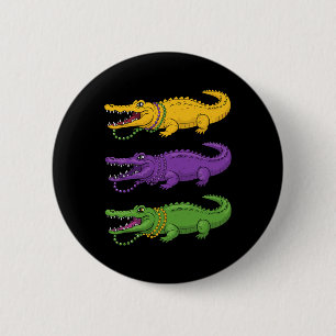 Chapa Redonda De 5 Cm Crocodiles Louisiana Mardi Gras Hombres