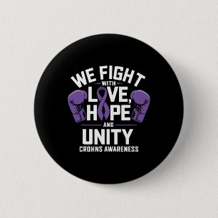 Chapa Redonda De 5 Cm Crohman Awareness Love Hope Unity Purple Ribbon Bo