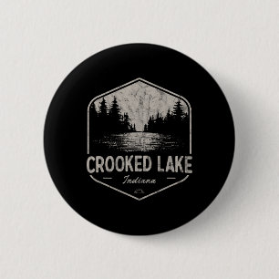 Chapa Redonda De 5 Cm Crooked Lake Indiana al aire libre Vintage