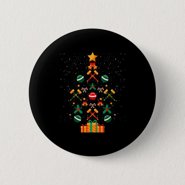 Chapa Redonda De 5 Cm Croquet Christmas Tree Xmas  (Anverso)