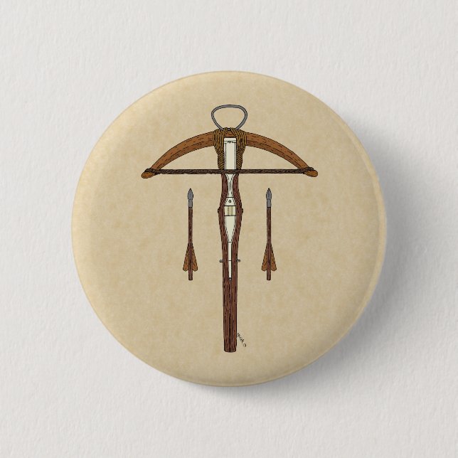 Chapa Redonda De 5 Cm Crossbow medieval con pernos (Anverso)