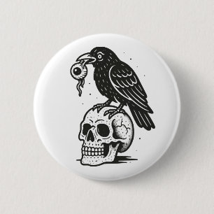 Chapa Redonda De 5 Cm Crow espeluznante